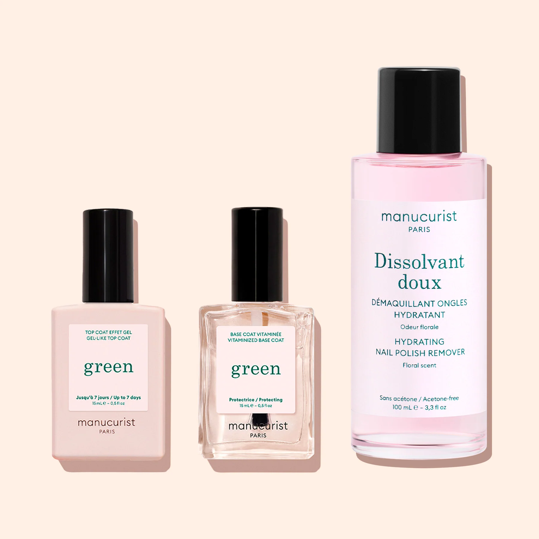 Green™ Base, Top Coat & Nail Polish Remover Trio